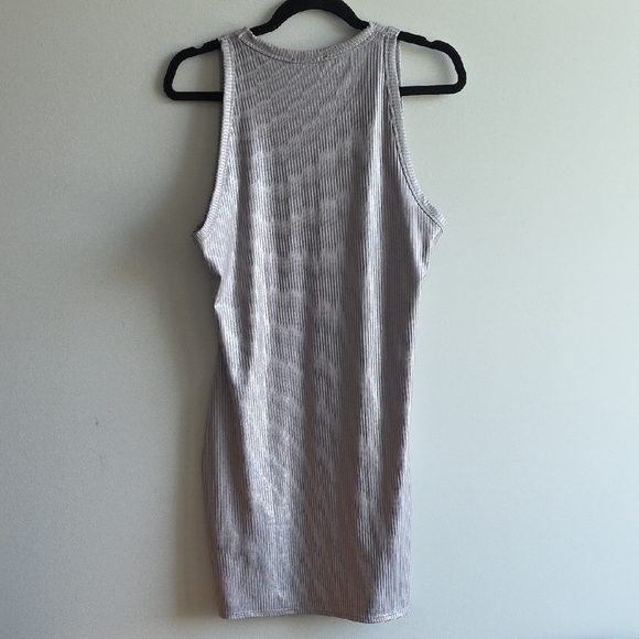 2/$20 Forever 21 - Metallic Silver Ribbed Sleeveless Mini Dress - Size Large - Picture 3 of 3